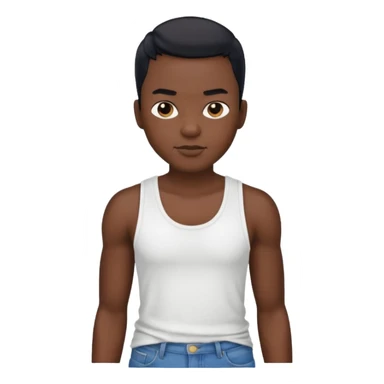 Un personnage noir avec un débardeur blanc et un jean 👖 avec des cheveux rasés noir sticker