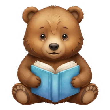 watercolor books and bear sticker