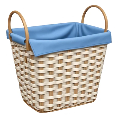 white LAUNDRY BASKET WITH FOLDED blue CLOTHES sticker
