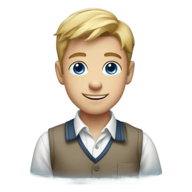 smiling boy in collared shirt with blue eyes sticker