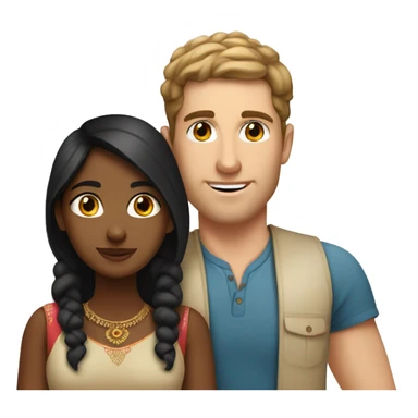 Indian girl in love with cute white guy sticker