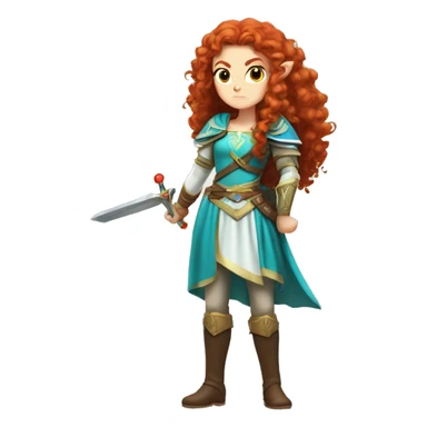 a white girl with long red curly hair and freckles, cosplaying Princess Zelda posing and ready for a fight sticker