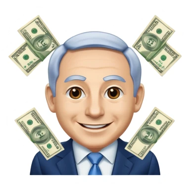 Netanyahu doing a money spread sticker