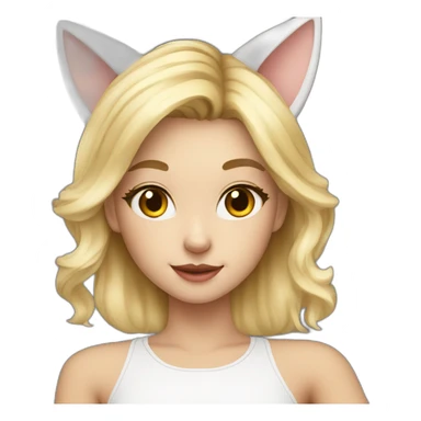 cute blonde girl with a white tail and cat ears taking selfie  sticker