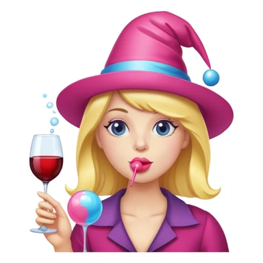 Wine glass blowing bubblegum sticker