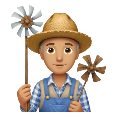 Farmer holding a mini windmill sticker