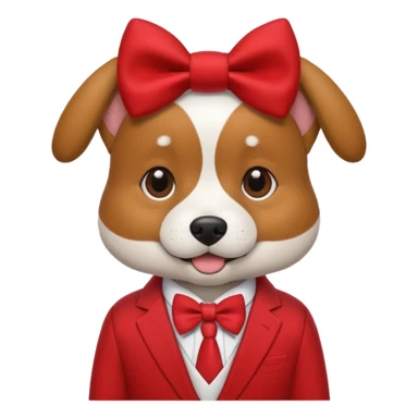 dog with bow in red suit. sticker