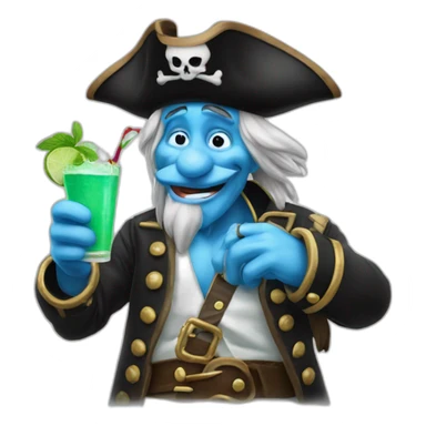 pirate Papa Smurf drinking mojito sticker