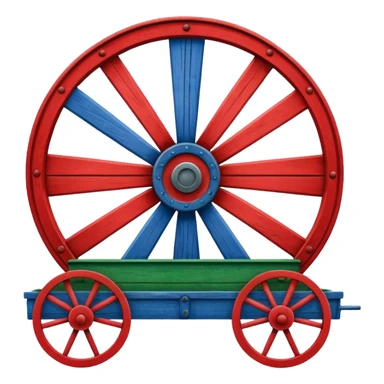 Un drapeau avec la moitié de bleu et l’autre de vert avec une roue de roulotte rouge au centre assez grande sticker