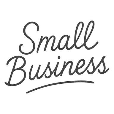 hand-drawn script logo for a small business sticker
