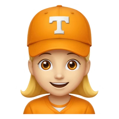 Happy face yellow emoji with heart eyes and orange baseball cap and University of Tennessee logo  sticker