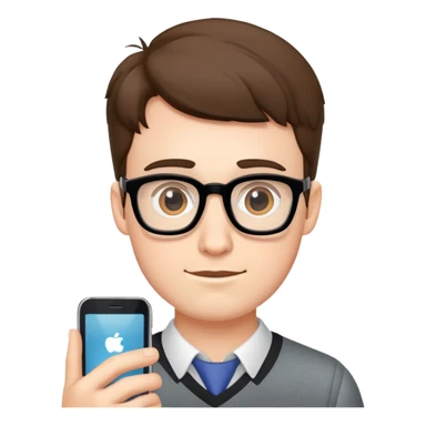 Nerdy guy with cellphone   sticker