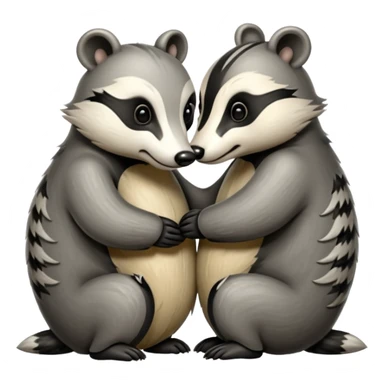 Two badgers hugging for comfort sticker