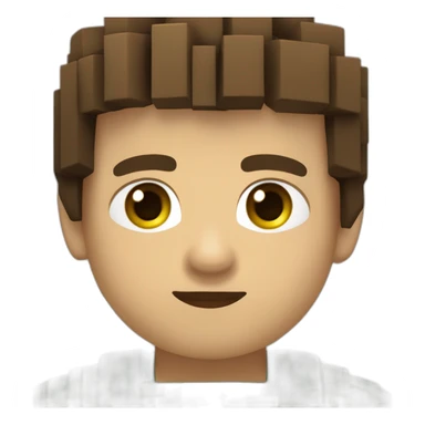 niño con pelo castaño, corto y de punta, vestido al estilo mincraft. con ojos verdes y enfadado sticker