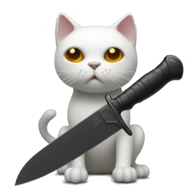 Ghost cat with a dark substance on toy knife sticker