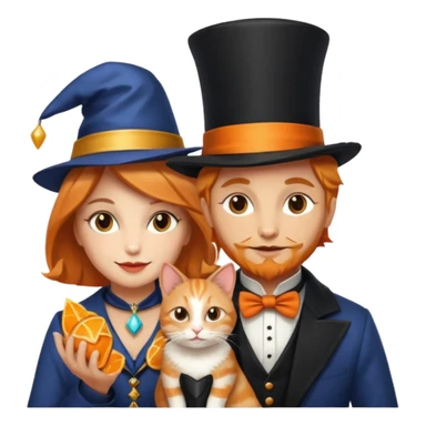  Icon magician couple and their pet cat sticker