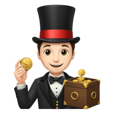 Magician with top hat,Street Performers,background street setup, with coins box. sticker