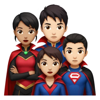 Solo poly platonic relationship, one is south African girl, one is Asian boy, one is biracial features Asian tomboy girl, vampire and marvel cosplay elements inspired. sticker