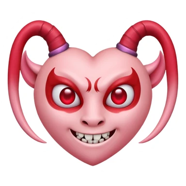 a plain pink heart with demon horns on it sticker