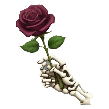 Skeleton hand holding a dark rose sticker