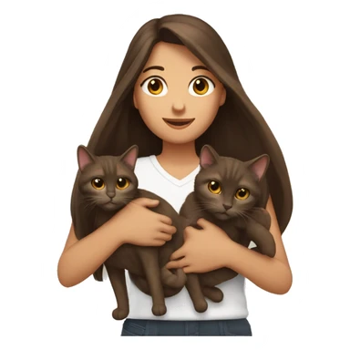 Two long hair brunettes keeping two brown cats in their hands sticker