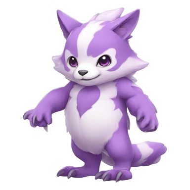 Cute cool purple white pink animal hybrid Fakemon full body sticker