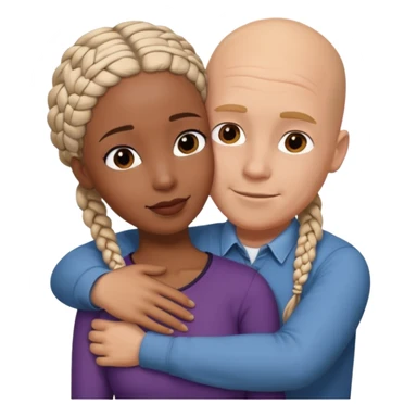 Bald white guy hugging black female friend with braids sticker