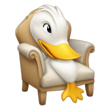 Canard sur un fauteuil avec une tulipe dans le bec sticker