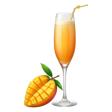 Mango Bellini in einem Sektglas mit viel sprudel sticker