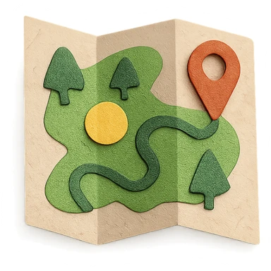 mapa del parque, papel craft style sticker