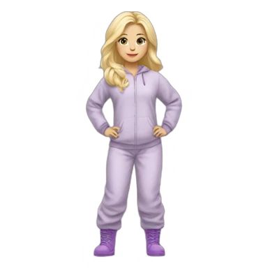 Bebe fille blonde en pijama gris et des bottes mauve  sticker