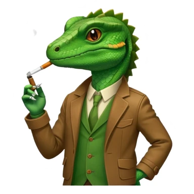 Lizard in a jacket smoking a joint sticker