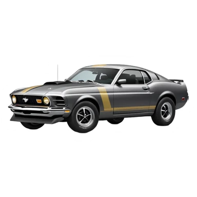 Ford mustang mach 1 grijs met zwarte strepen  sticker
