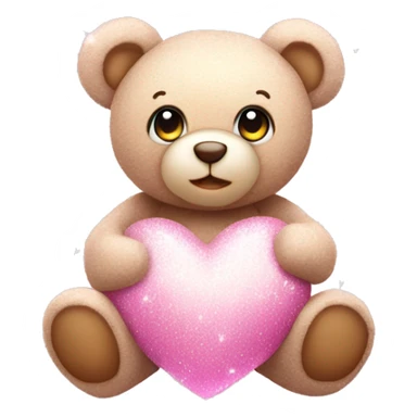 teddy bear over a light pink heart with sparkles  sticker