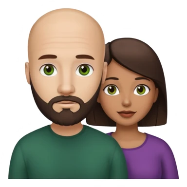 Man beard bald white dark green eyes woman medium hair brown brown eyes latina  sticker