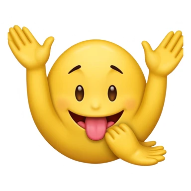 Emoji with tounge out and hands going side to side sticker