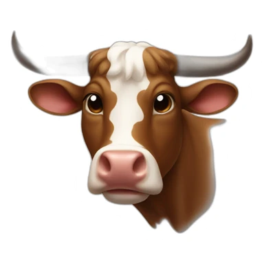a brown bull white spot on head happy sticker