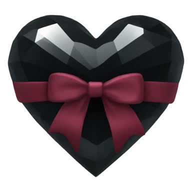 crystal black heart with burgundy bow sticker