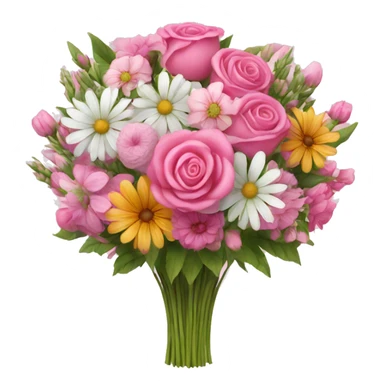 Huge pink flower bouquet with different flowers and pink and white sticker