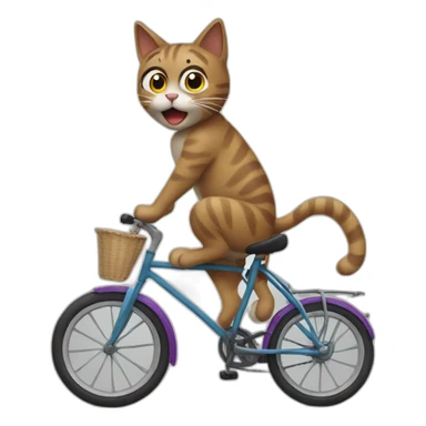 A cat riding a bike sticker