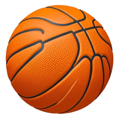 Cinematic Realistic image of a basketball rendered in vivid orange with a pebbled surface texture and crisp stitching details, set against a high-contrast backdrop that highlights its dynamic, sporty essence sticker