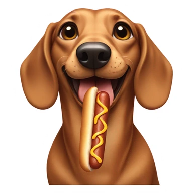 Dachshund eating a hot dog sticker