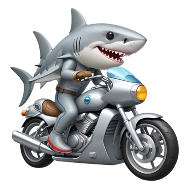Shark riding a large motorcycle  sticker