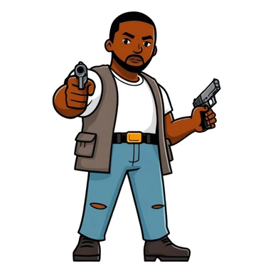 A black guy holding a gun sticker