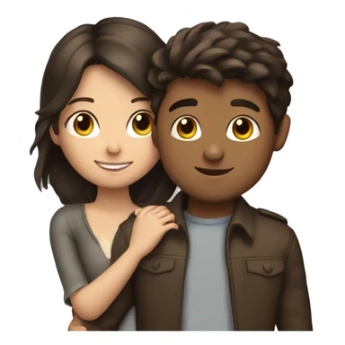 Brunette girl hugging a brunette boy sticker
