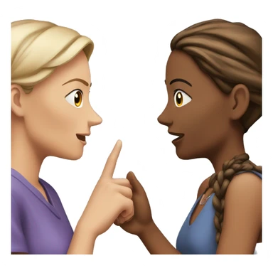 one woman saying something into the ear of another woman closing by hand sticker