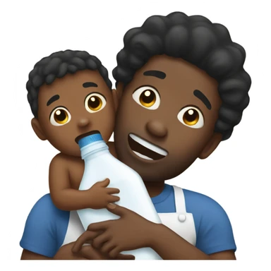 A black man holding milk, and his baby crying in the background sticker