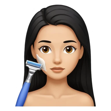 woman black long hair shaving sticker