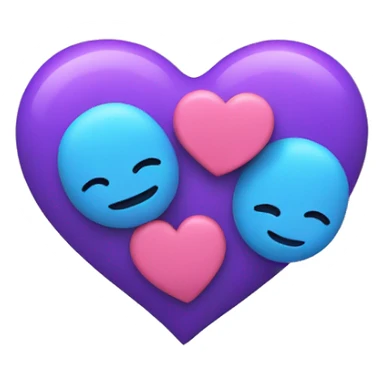 blue heart and pink heart making purple baby heart sticker