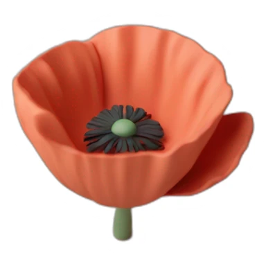 poppy flower matte clay 3d render soft light sticker